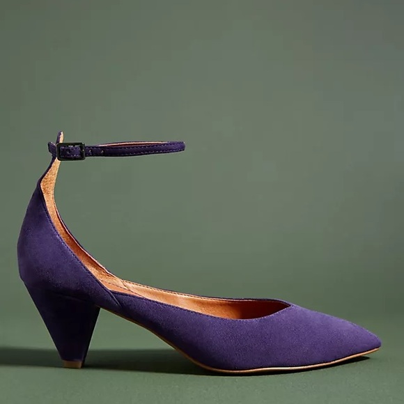 Franco Sarto Coralie Suede Pointed Toe D'Orsay Low Heel Ankle Strap Size 9 - Picture 1 of 14
